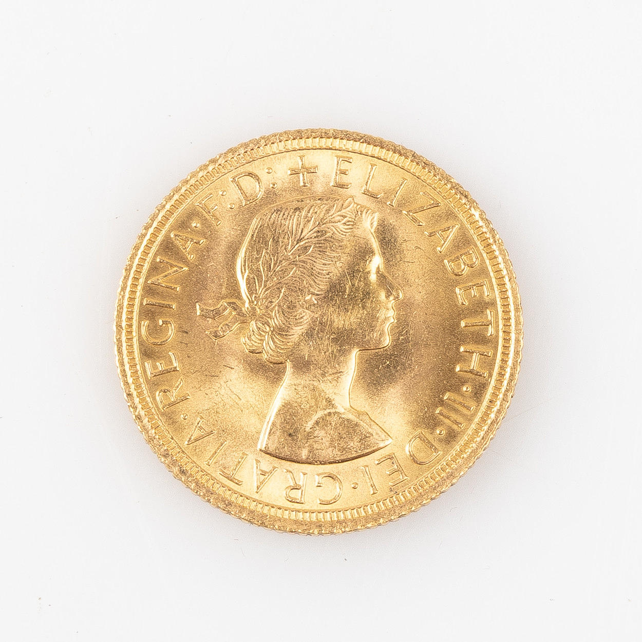 A 22K gold coin, Elisabeth II, 1 souvereign, England 1964. Coins ...