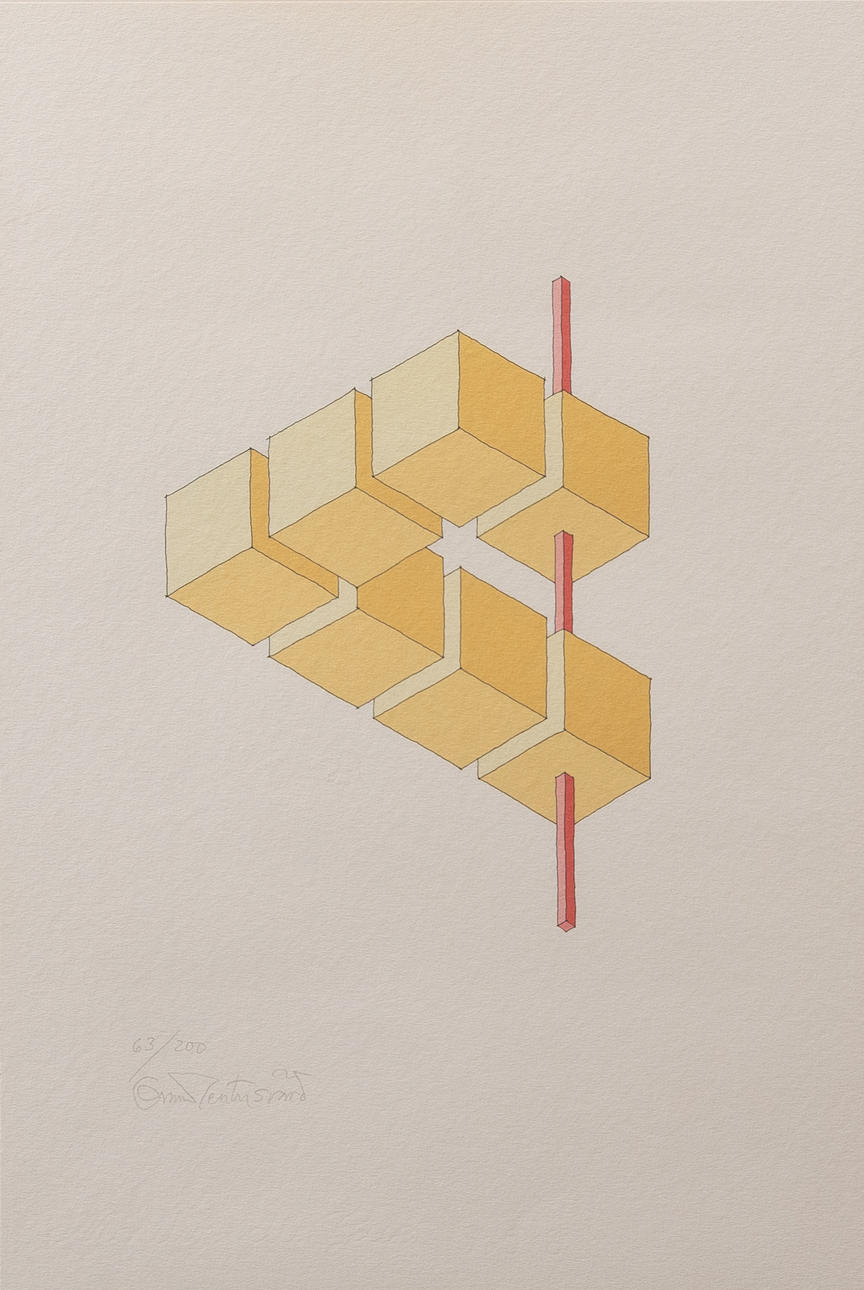 OSCAR REUTERSVÄRD. Impossible figure, lithograph no. 63/200., signed.