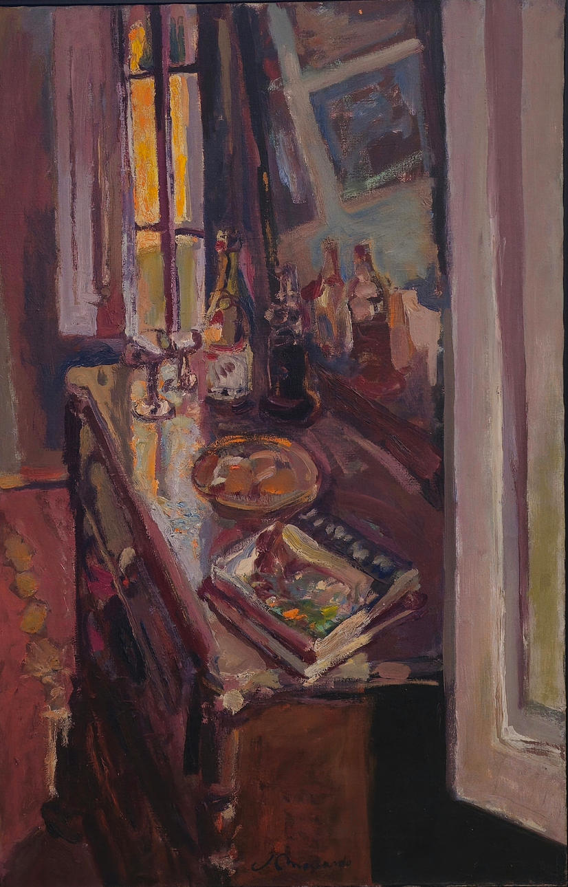 JOSEP MOSCARDÓ. “Interior study”. Oil on canvas.
