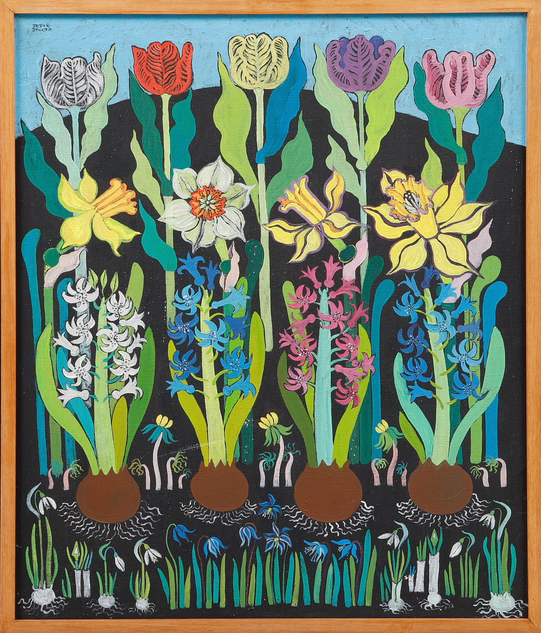 JETTE STOLTZ. Blommor, olja på duk, signerad.