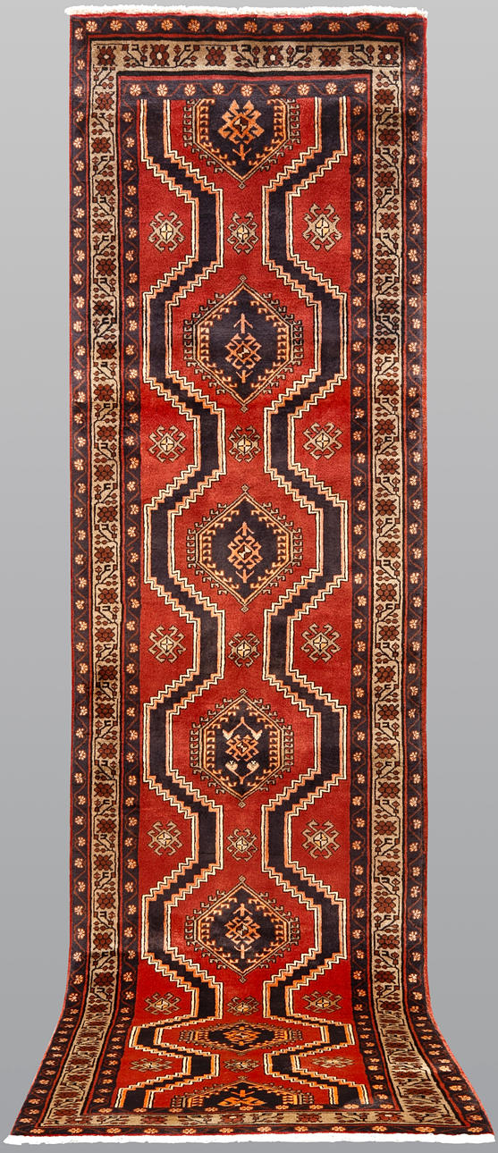 ORIENT CARPET. Täbriz gallery model, 388 x 104 cm.