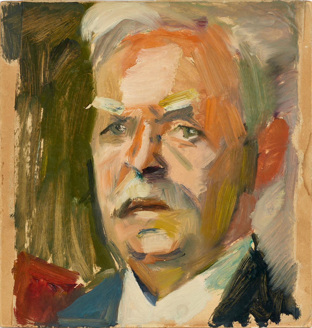 ACKE HALLGREN (1885-1940). Man in moustache, oil on greaseproof paper ...
