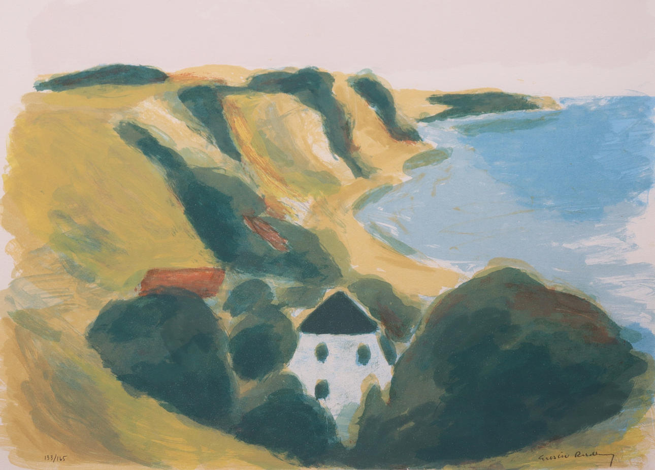 GUSTAV RUDBERG. litografi, kustbild.