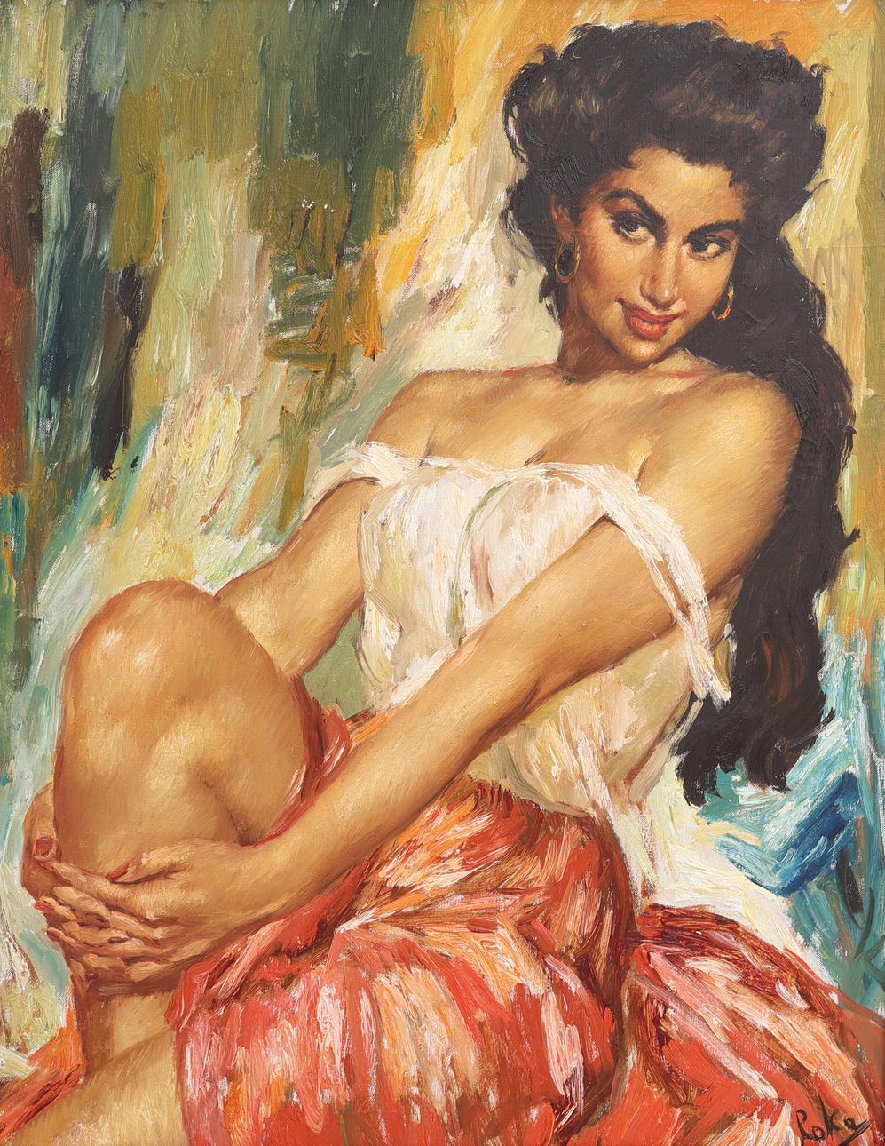 CHARLES ROKA. PORTRAIT, OIL ON CANVAS, SIGNED.