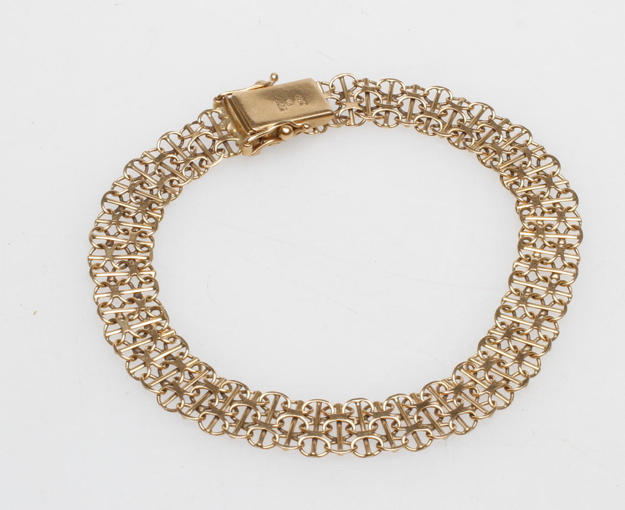 ARMBAND X-LÄNK MED STAV, 18k guld, vikt ca 9,4 gr.