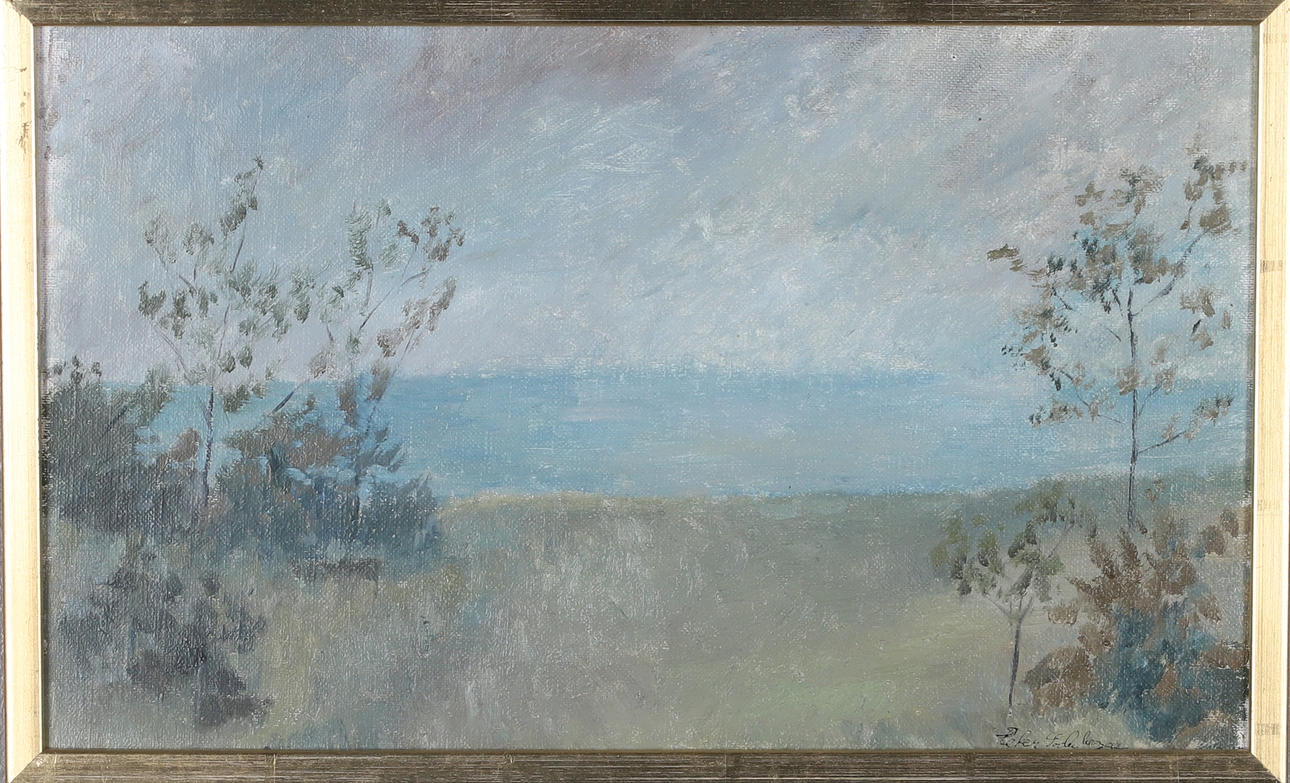PETER SÖDERBERG. Olja på duk, landskap, sinerad.
