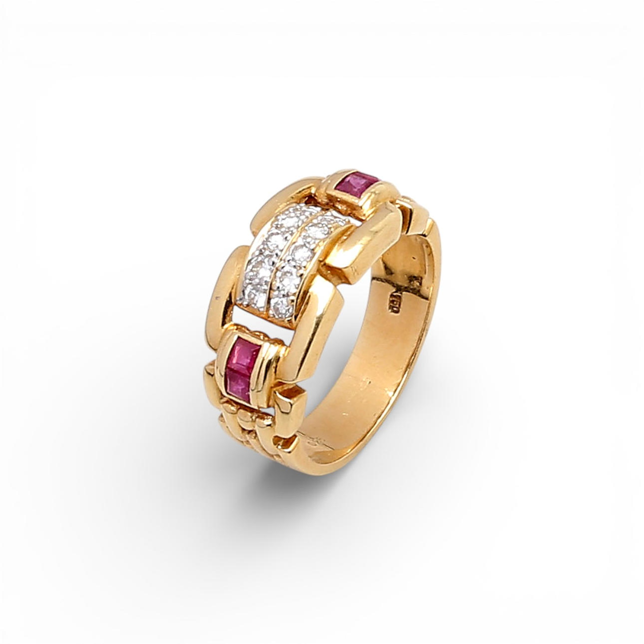 Gold, diamonds and rubies ring.