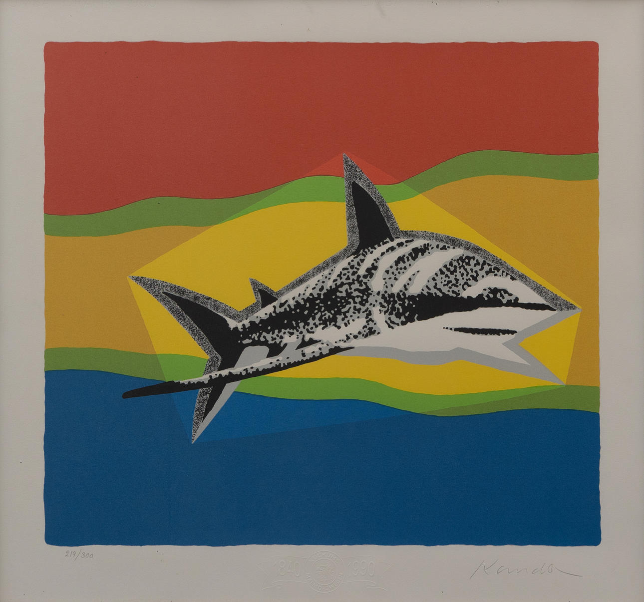 LEIF KANDER. Shark, lithograph no. 219/300, signed.