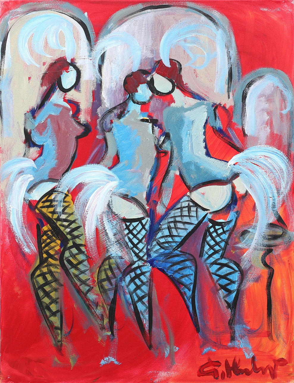 GÖRAN HAUSENKAMP. Modeller, akryl på duk, signerad G Hausenkamp.