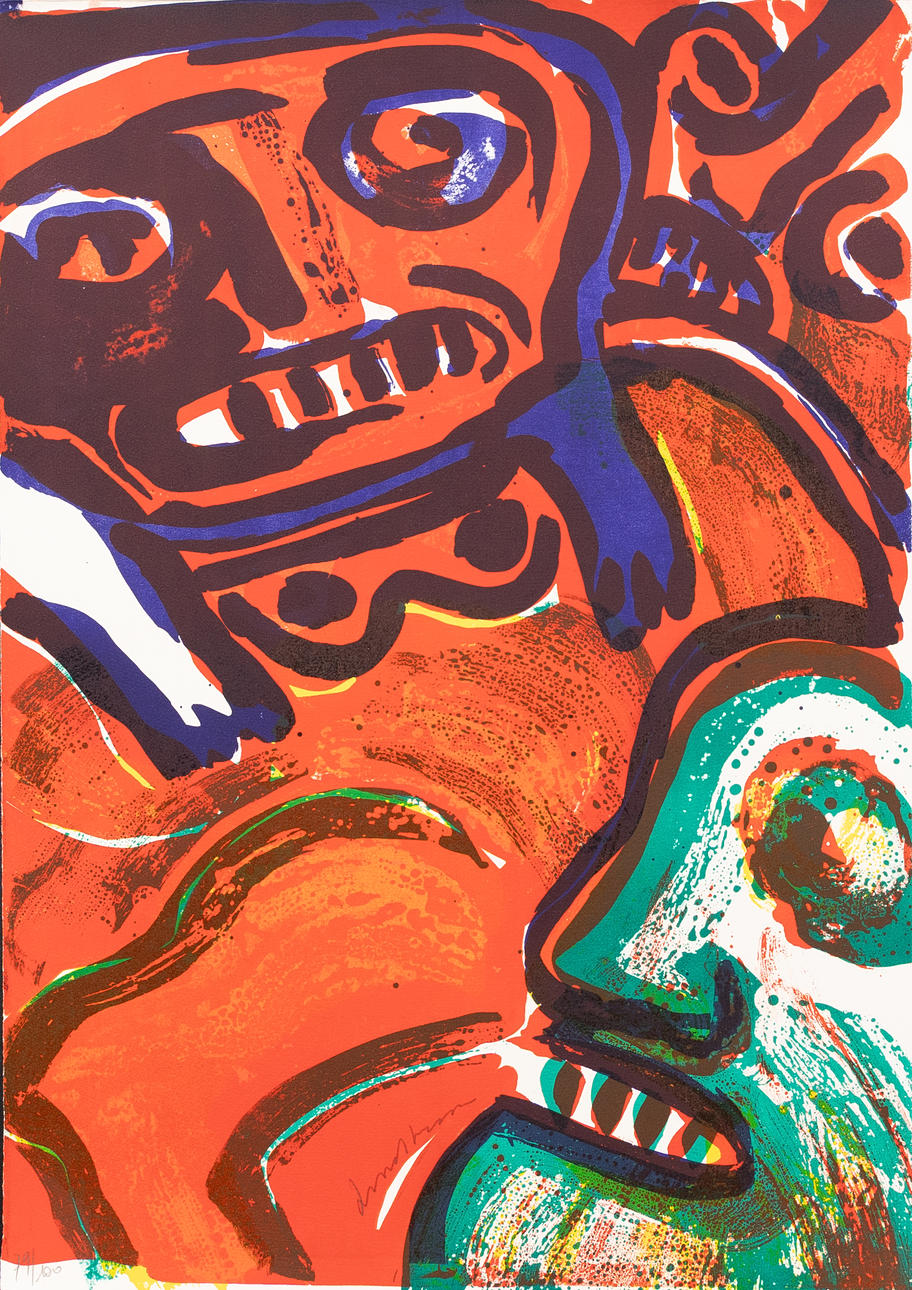 BENGT LINDSTRÖM. Faces, lithograph in colour no 79/100, signed.