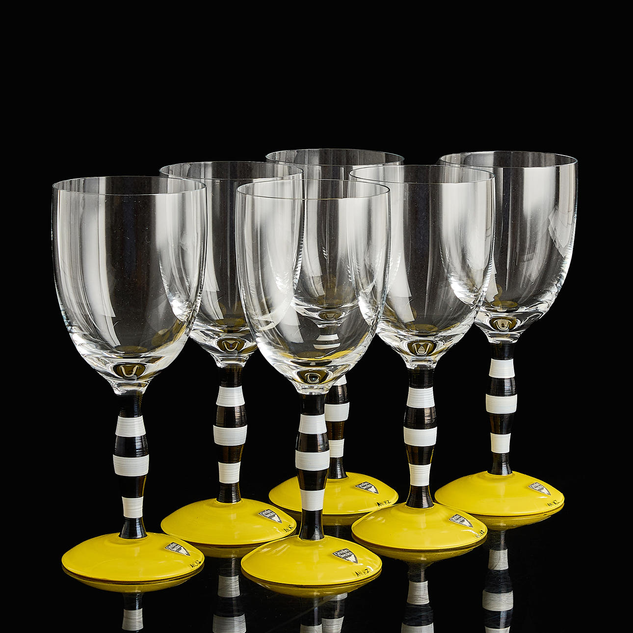 ANNE NILSSON. Vinglas, 6 st, "Clown", Orrefors.