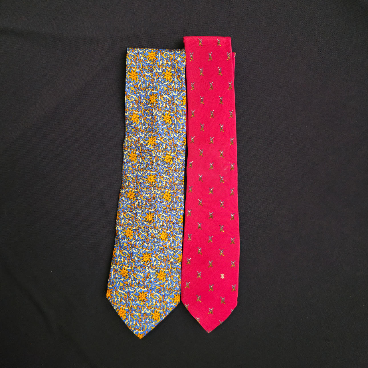 LONGCHAMP AND CÉLINE. TWO SILK TIES.