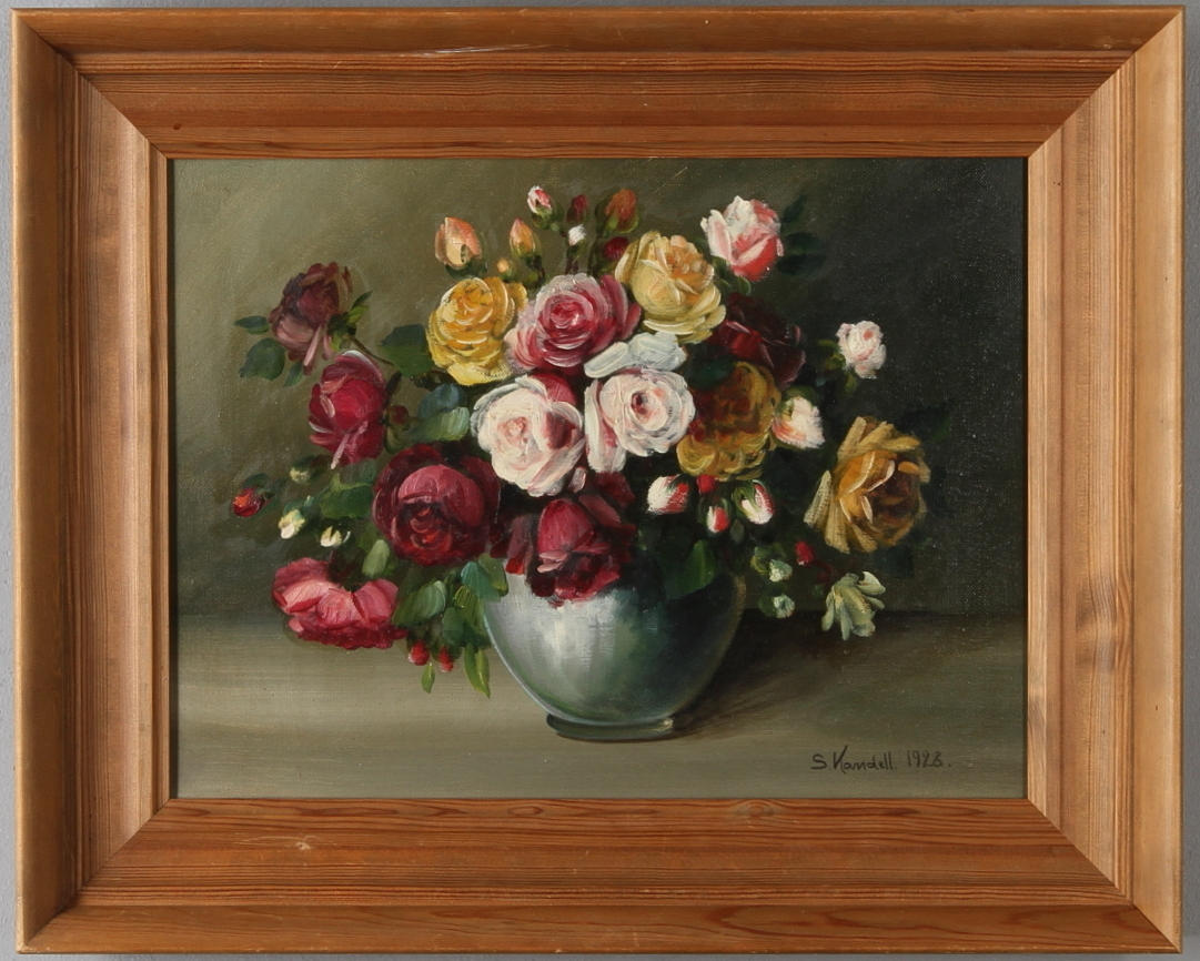 STURE KANDELL. Blomsterstilleben, olja på duk, signerad samt daterad 1928.