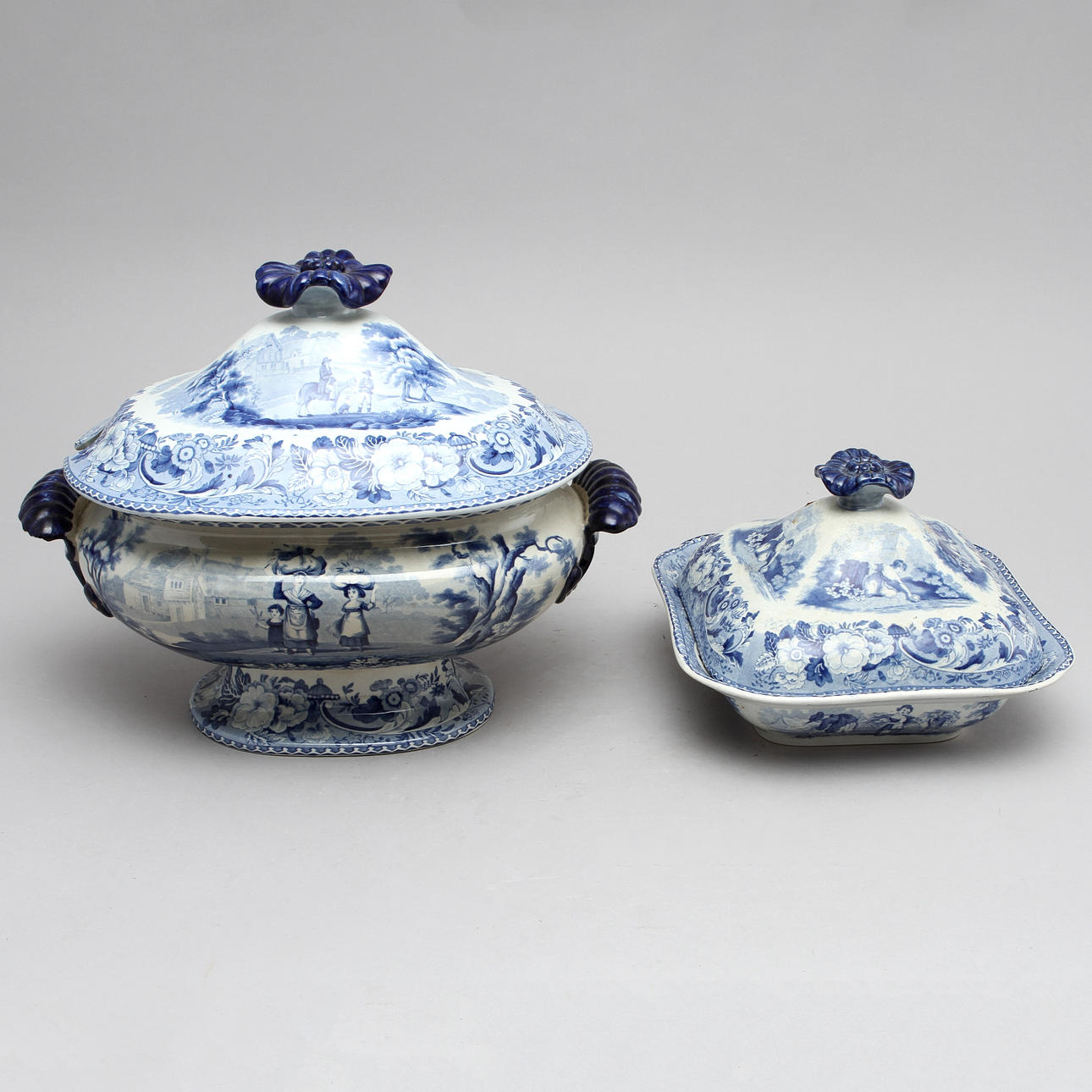 TERRIN och KAROTT "RURAL SCENERY", flintgods. England 1800-tal.