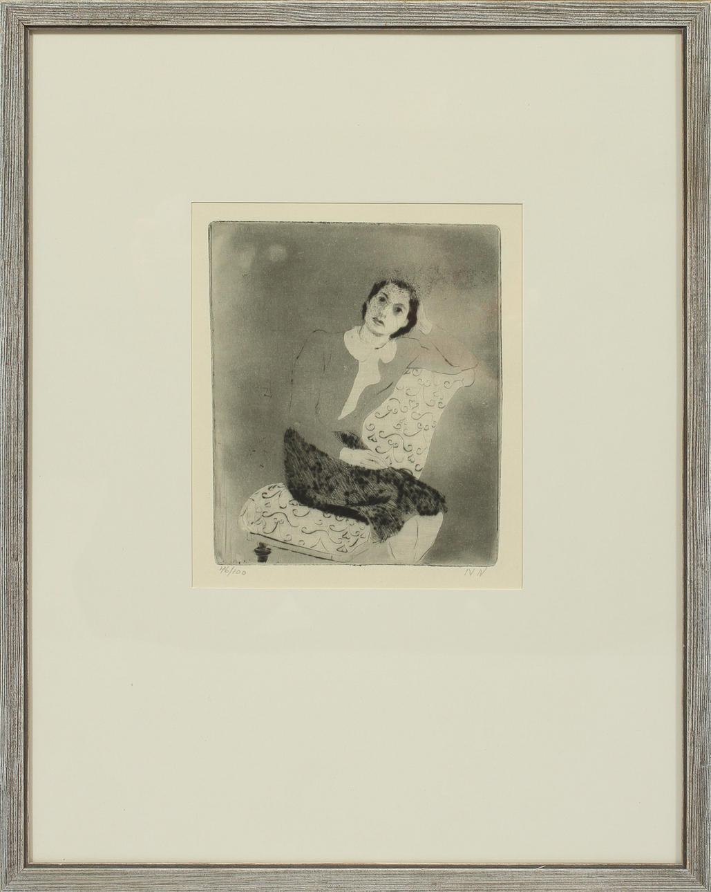 NILS NILSSON. Sittande kvinna, etsning, sign och numrerad 46/100.