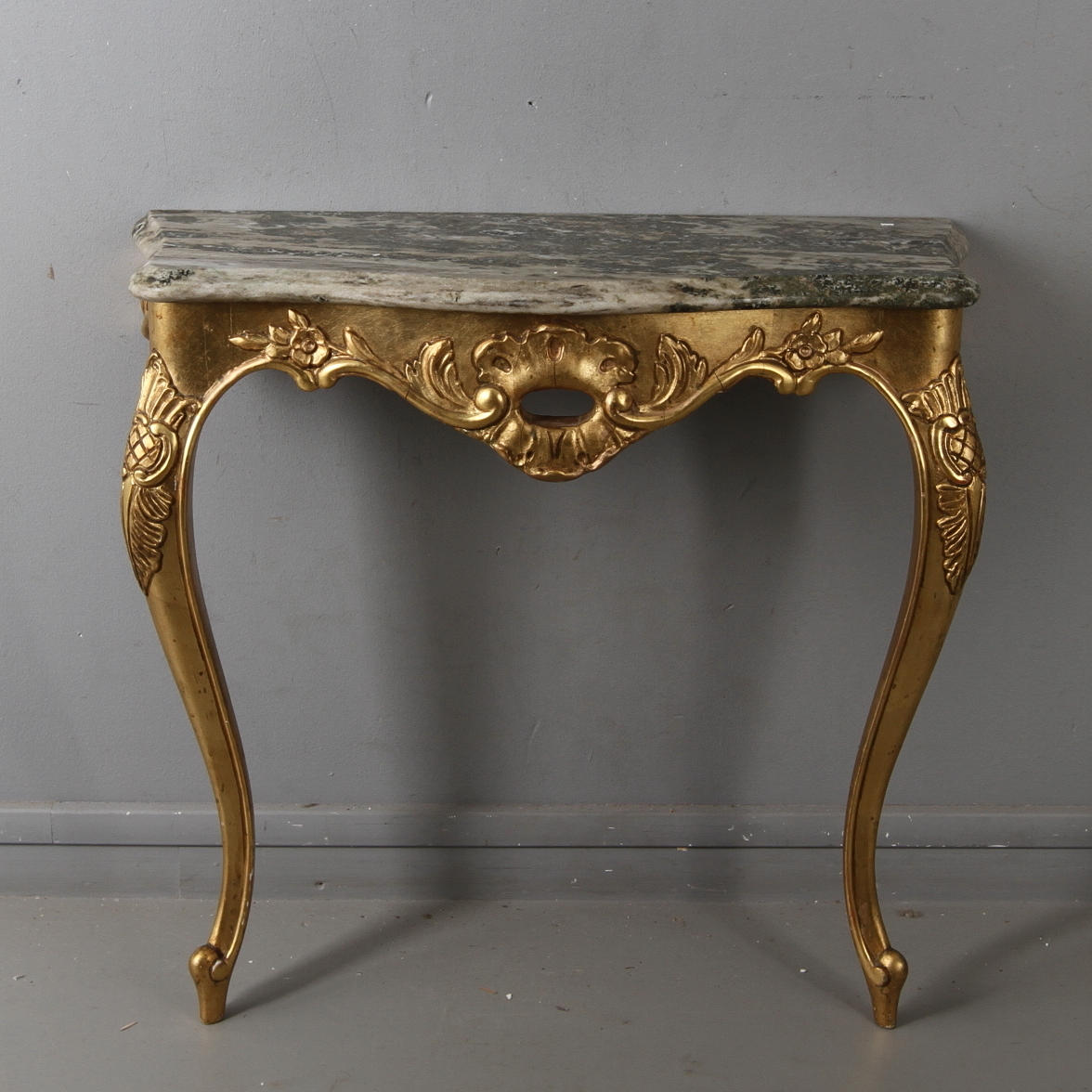 KONSOLBORD, med stenskiva, rokokostil, Glas & trä, 1900-tal.