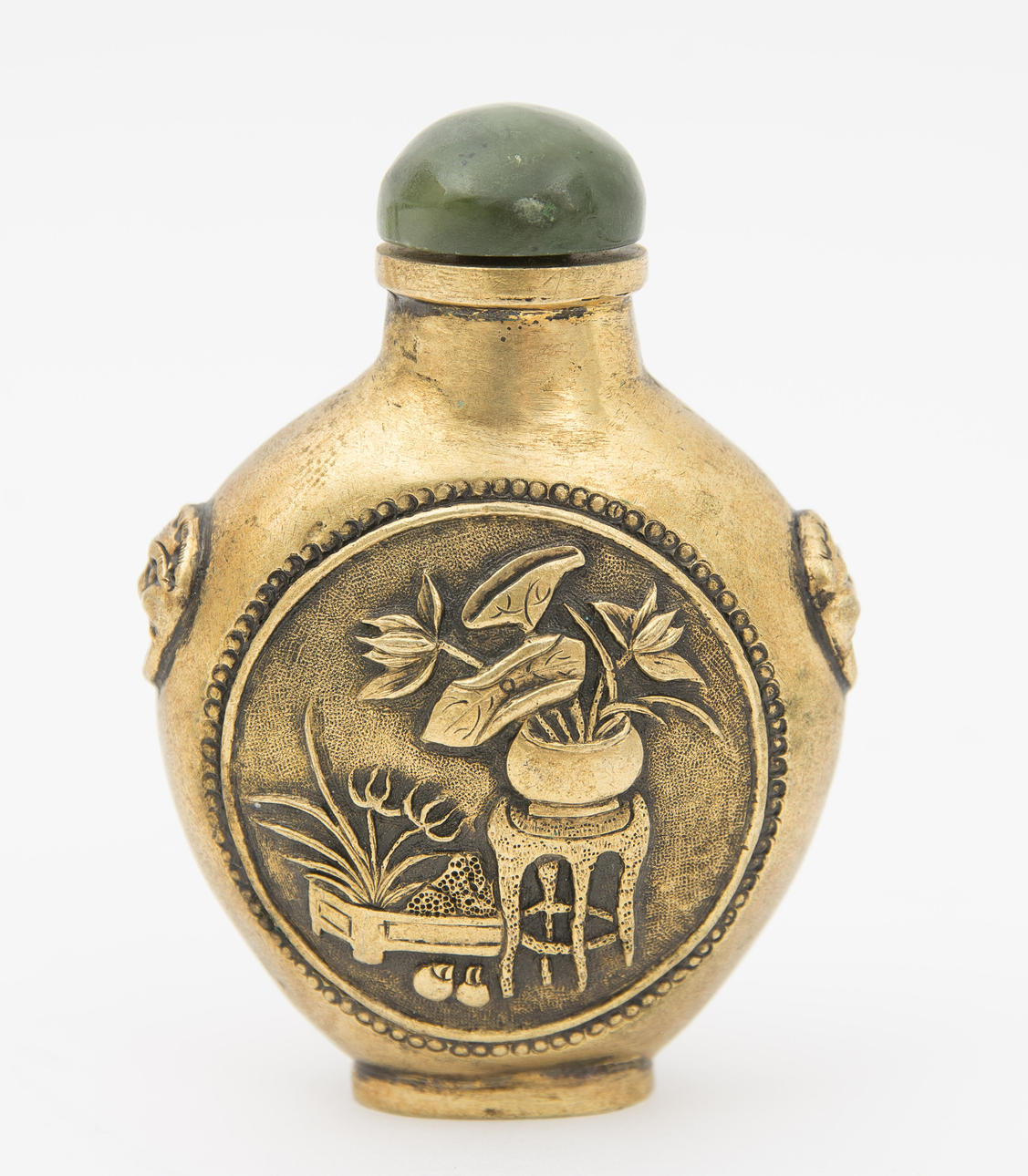SNUSFLASKA, mässing, troligen Kina, 20. århundrade.