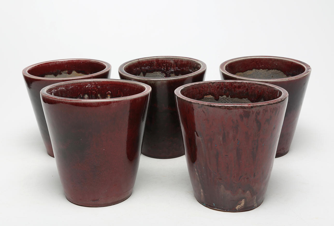 KRUKOR, 5 st, glaserad terrakotta, moderna.