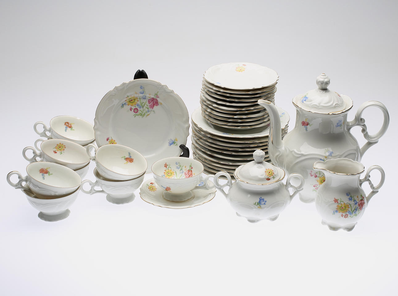 KAFFESERVIS, 27 delar, porslin, Bavaria, 1900-talets första del.