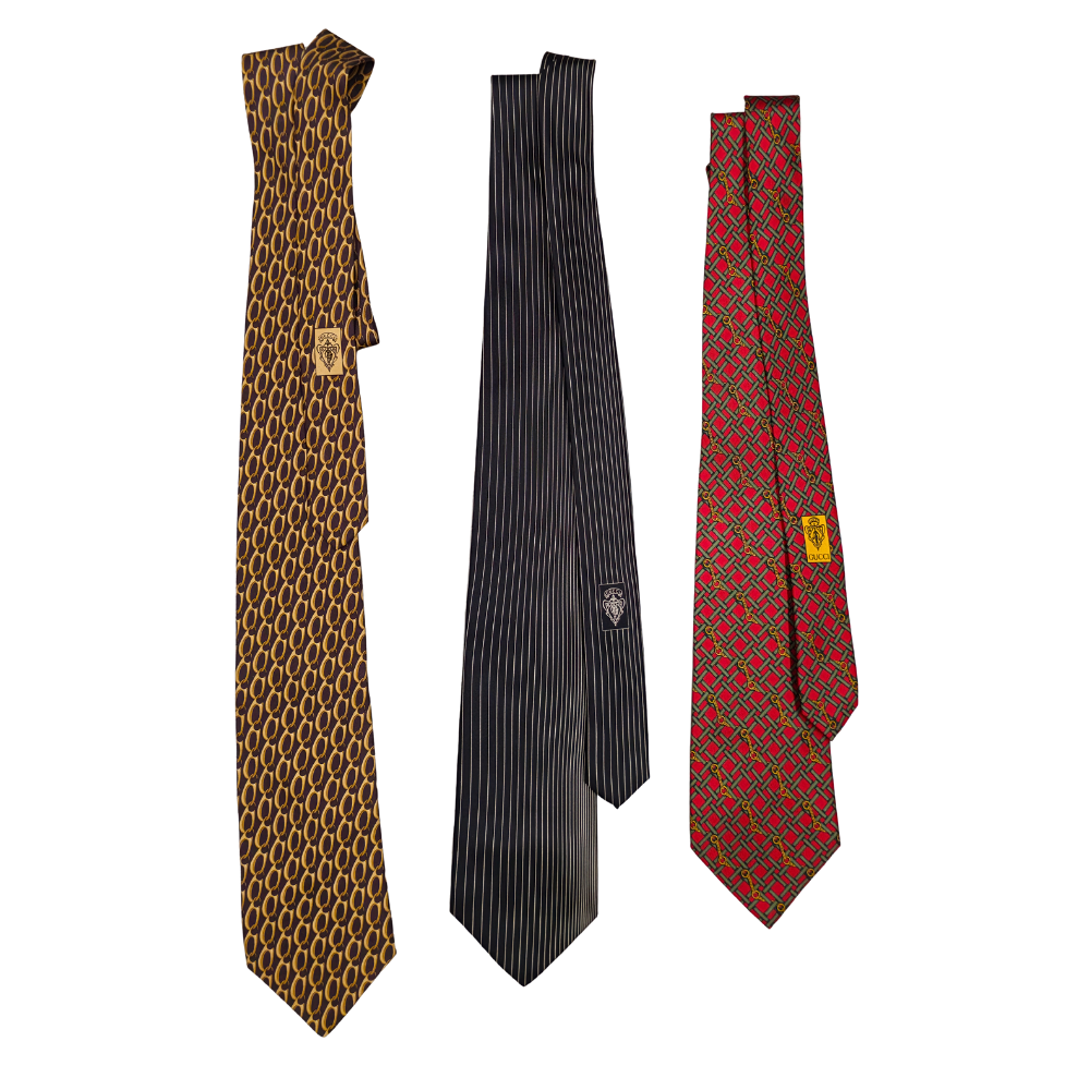 GUCCI. 3 SILK TIES.