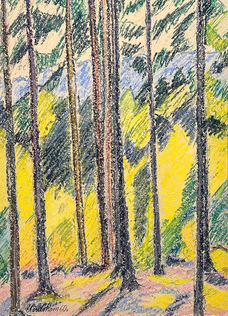 KNUT LINDSTRÖM. PASTELL, Forest motif, Signed and dated -60.