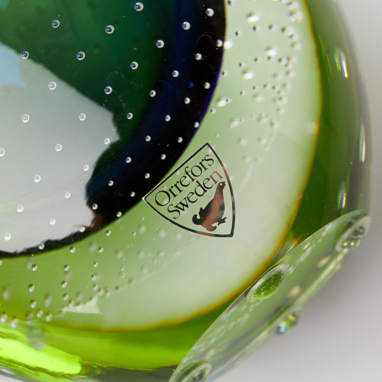 ERIKA LAGERBIELKE. A glass vase, Orrefors Expo, label marked, signed ...