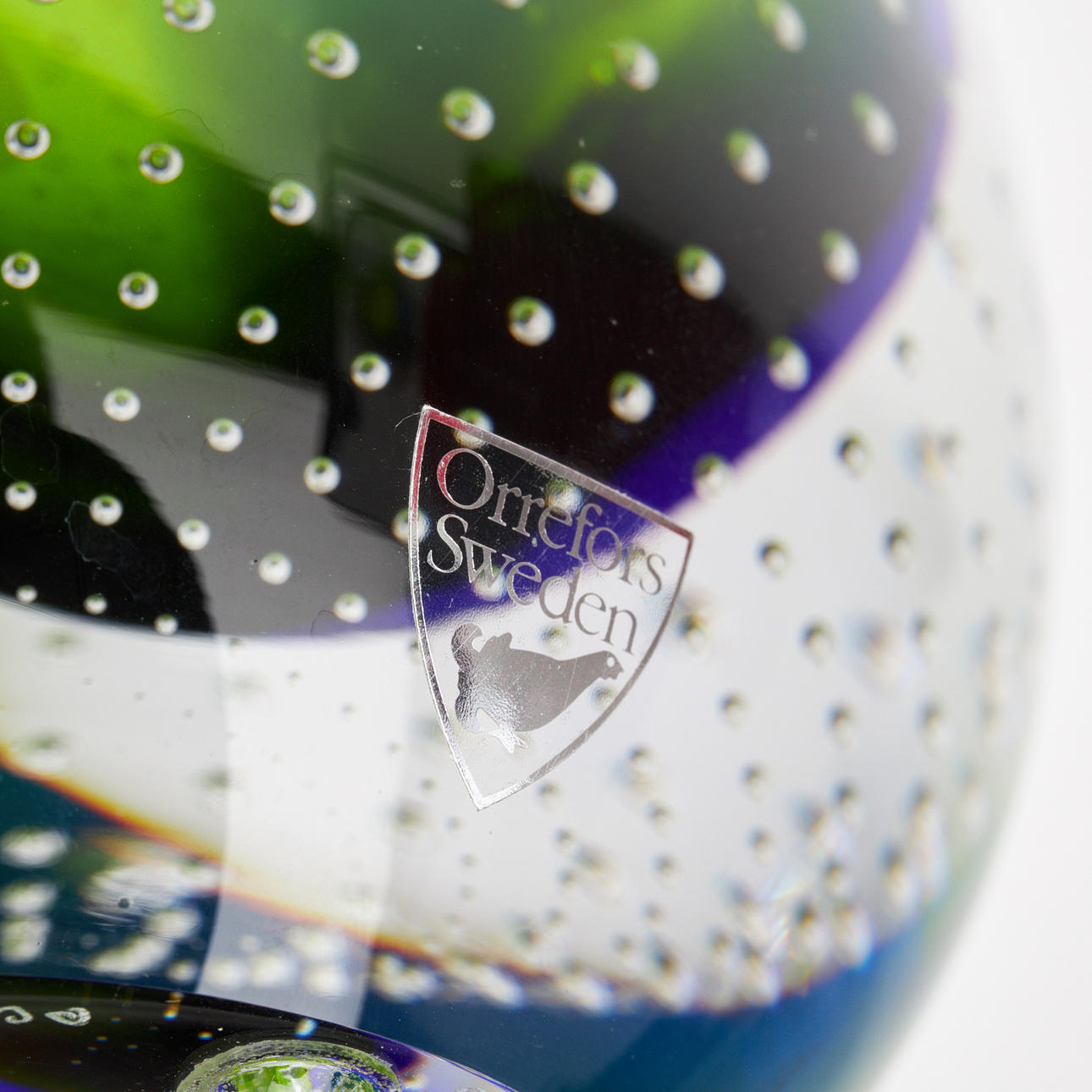 ERIKA LAGERBIELKE. A glass vase, Orrefors Expo, label marked, signed ...