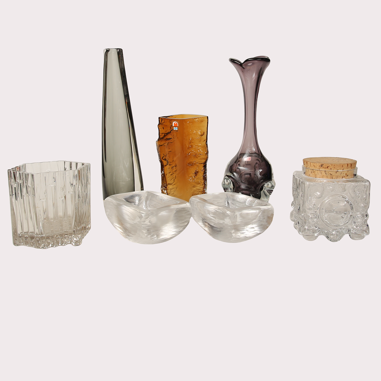 TAIPIO WIRKKALA, VICKE LINDSTRAND etc. 7 pieces., vases, bowls and jar ...