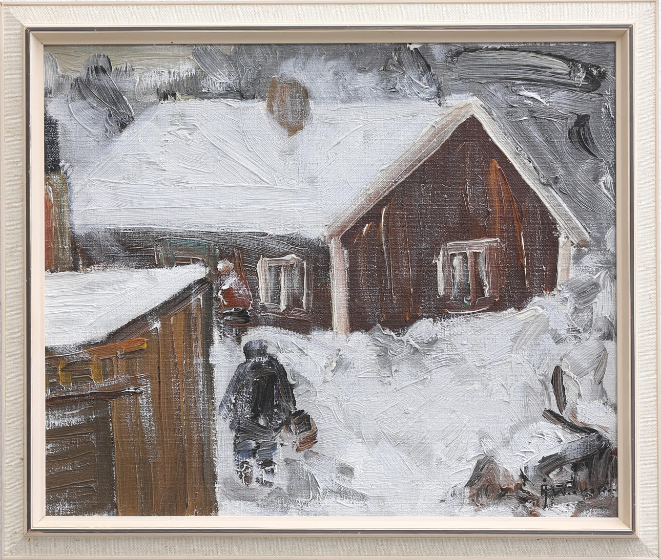 ÅKE WICKSTRÖM. Vinterscen. Olja på duk, signerad.