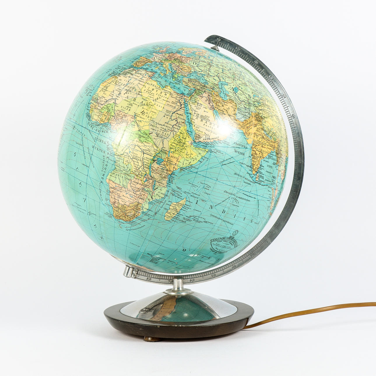 A table lamp Globe, Columbos Duo Globe, mid 20th century.