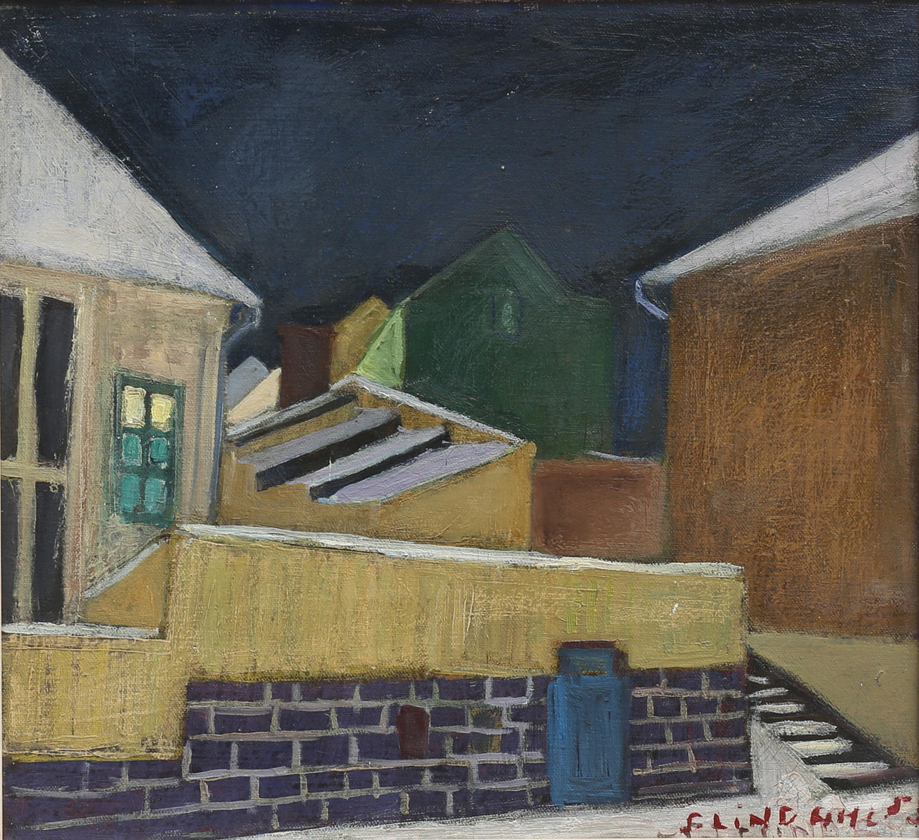 STEN LINDAHL. Oskarshamnsmotiv. Olja på duk, signerad och daterad -53.