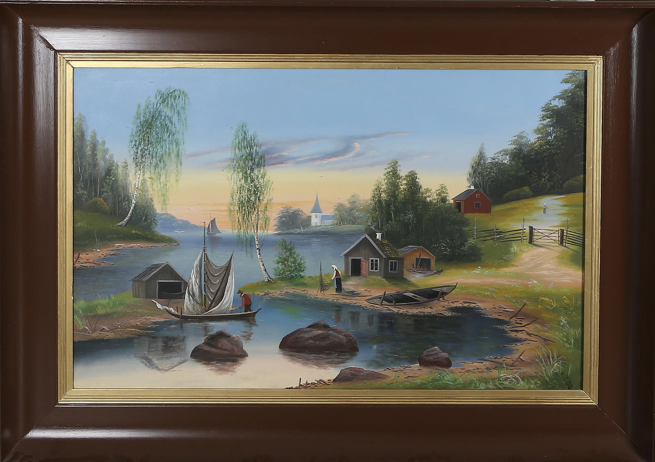 OIDENTIFIERAD KONSTNÄR. Gåramålning, olja på duk, signerad E Å samt daterad 1904.