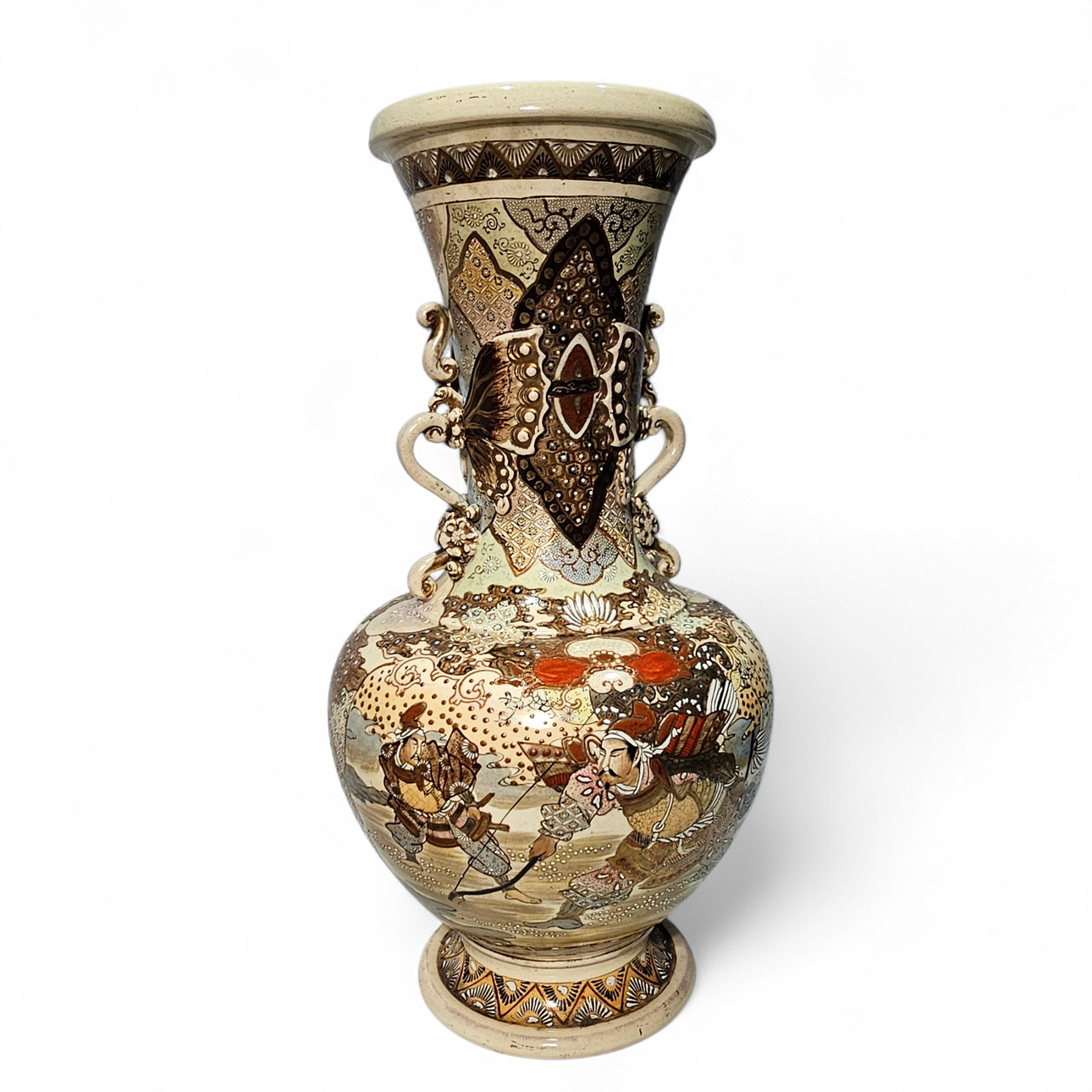 Satsuma porcelain vase with samurai scenes.
