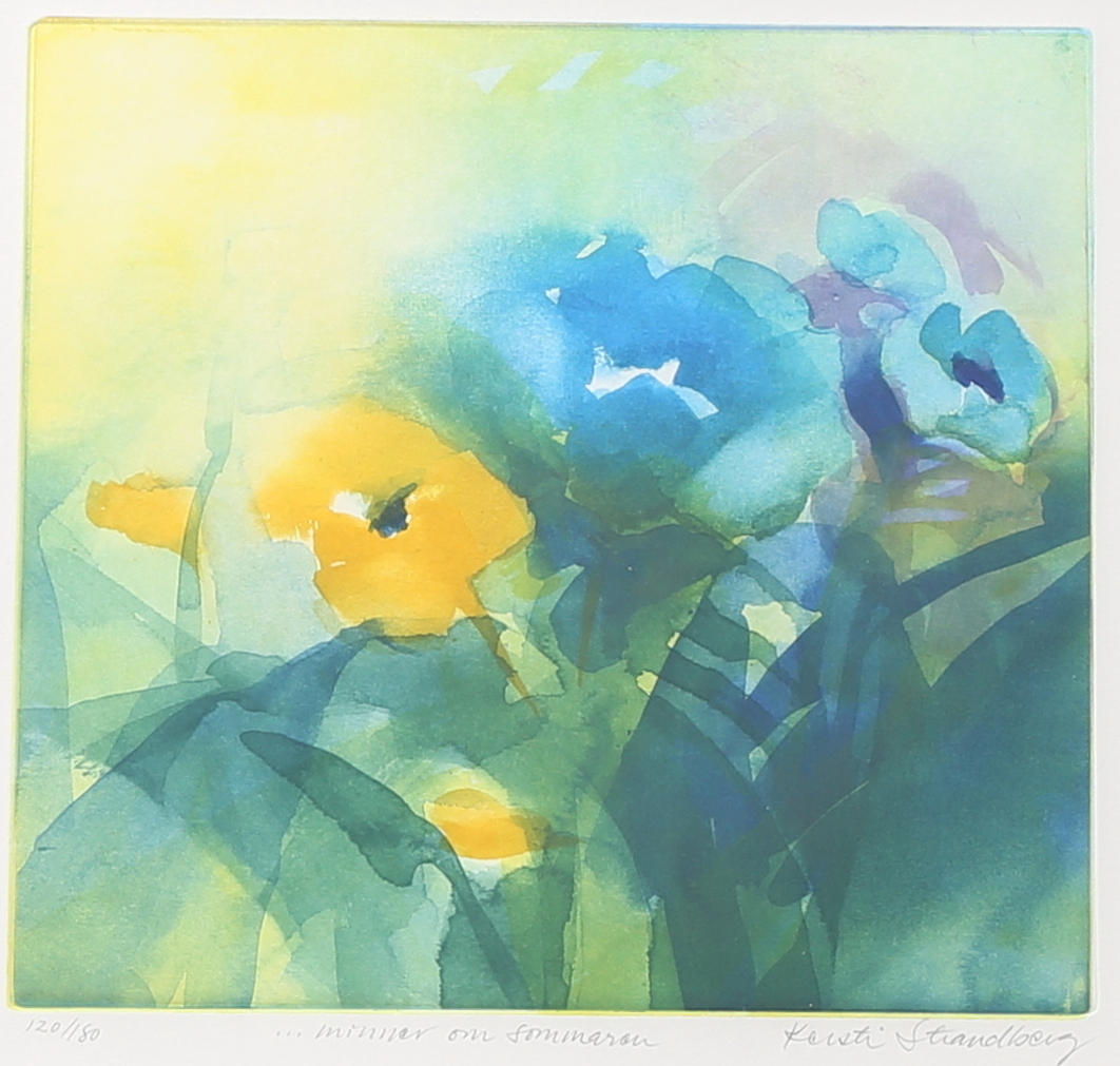 KERSTI STRANDBERG. "... minner om sommaren". Färglitografi, signerad och numrerad 120/180.