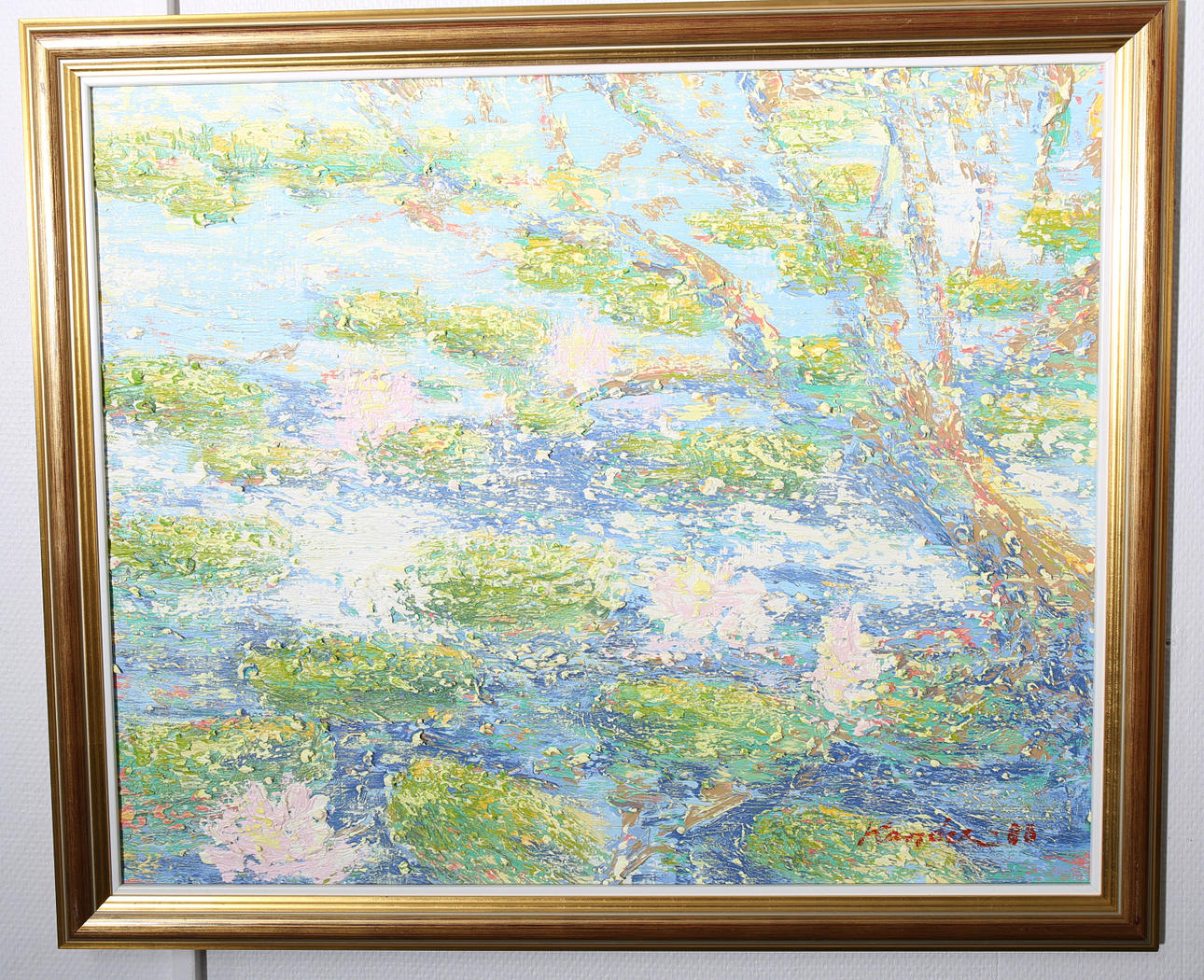 LEIF KANDER. Olja på duk, Näckrosor, signerad Kander, daterad -88.