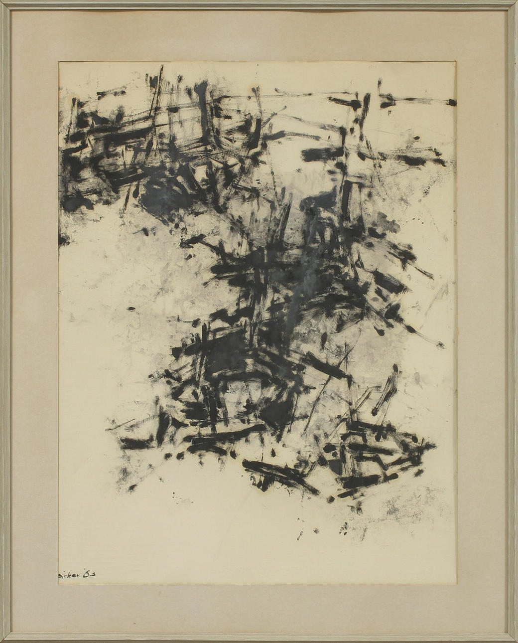 JOOP BIRKER. Komposition, blandteknik på papper, sign.