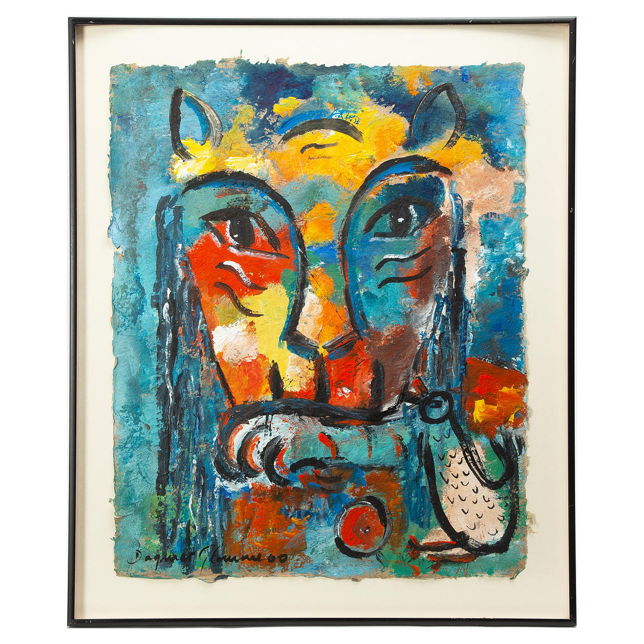 DAGMAR GLEMME. “Lion king”, mixed media, signed.