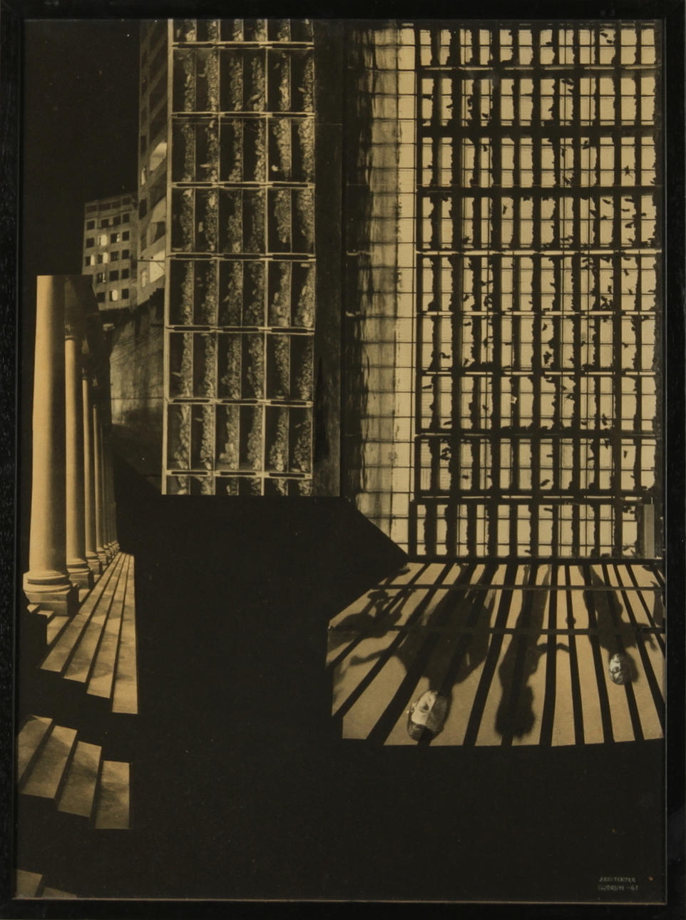 GUDRUN ÅHLBERG. "Arkitekter", kollage, signerad och daterad -61.