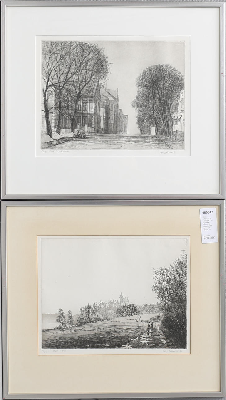 MATS ARONSSON. Etsningar, 2 st, signerade, daterad 86 respektive 88, numrerade 40/150.