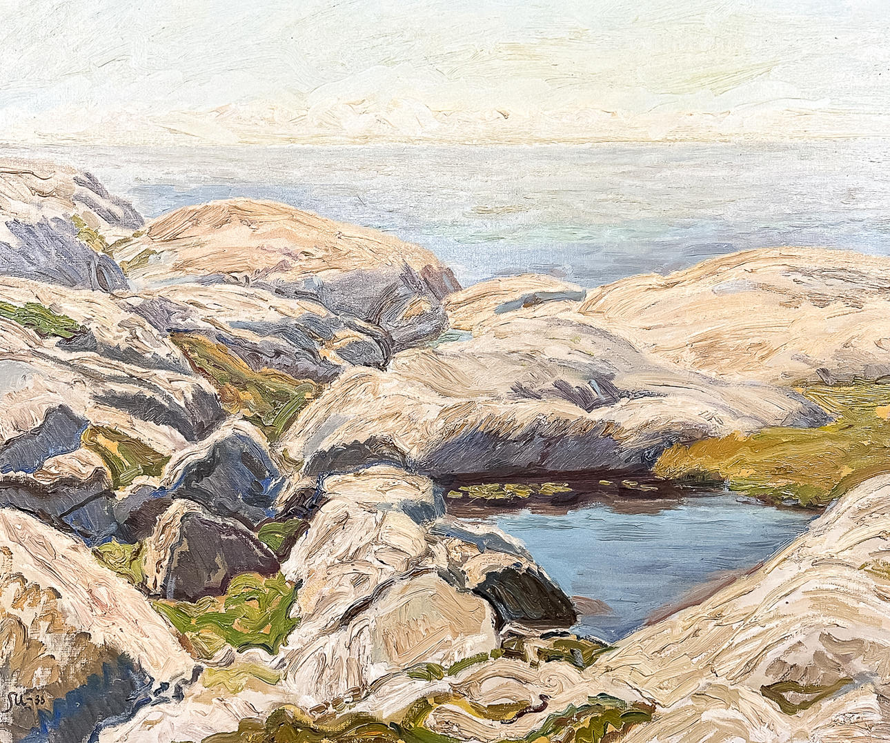 SIGFRID ULLMAN. OIL ON CANVAS, “Cliffs”, signed, dated-38.