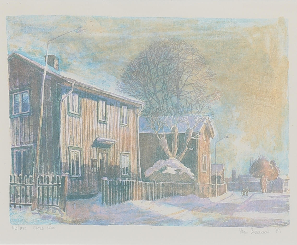 MATS ARONSSON. "Gamla Norr". Färglitografi, signerad, daterad 89, numrerad 40/150.