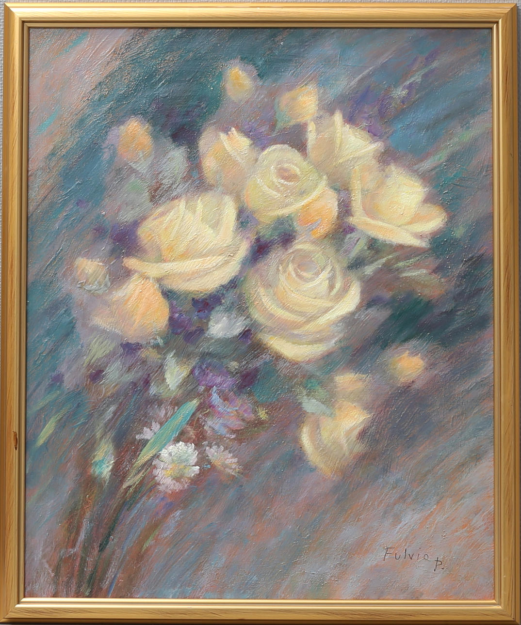 FULVIO PENTASSUGLIA. Stilleben. Olja på pannå, signerad.