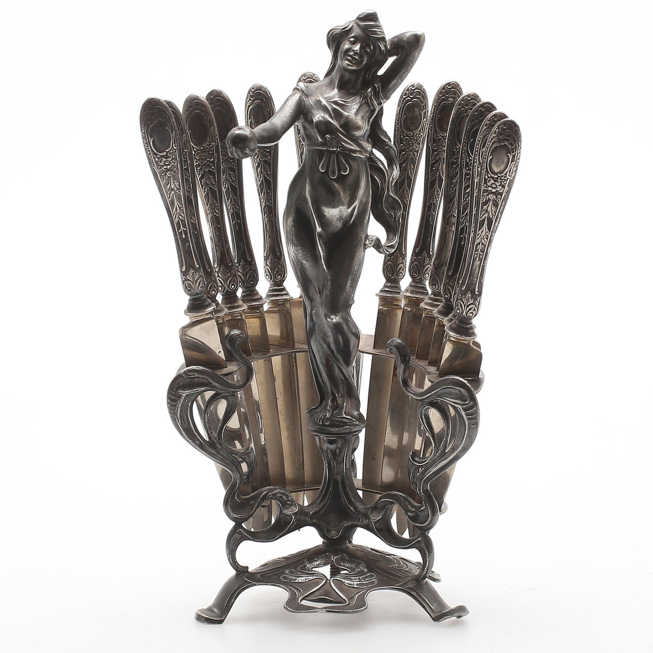 KNIVSTÄLL, Württembergische Metallwaren Fabrik, nysilver, sent 18/tidigt 1900-tal.