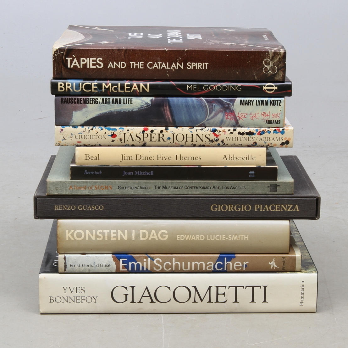 PARTI BÖCKER, 11 st, konst, bland annat Tàpies, Jim Dine, Joan Mitchell.