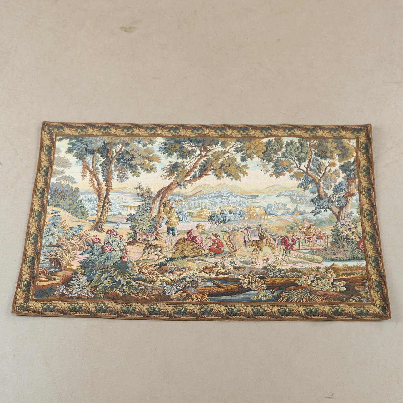 VÄGGBONAD, textil, landskapsmotiv, Belgien.