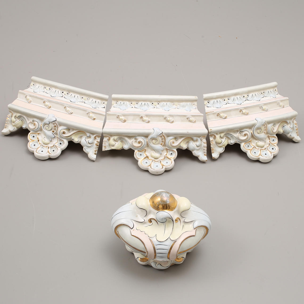 KAKELUGNSDELAR, 4 st, stengods, 1800/1900-tal.