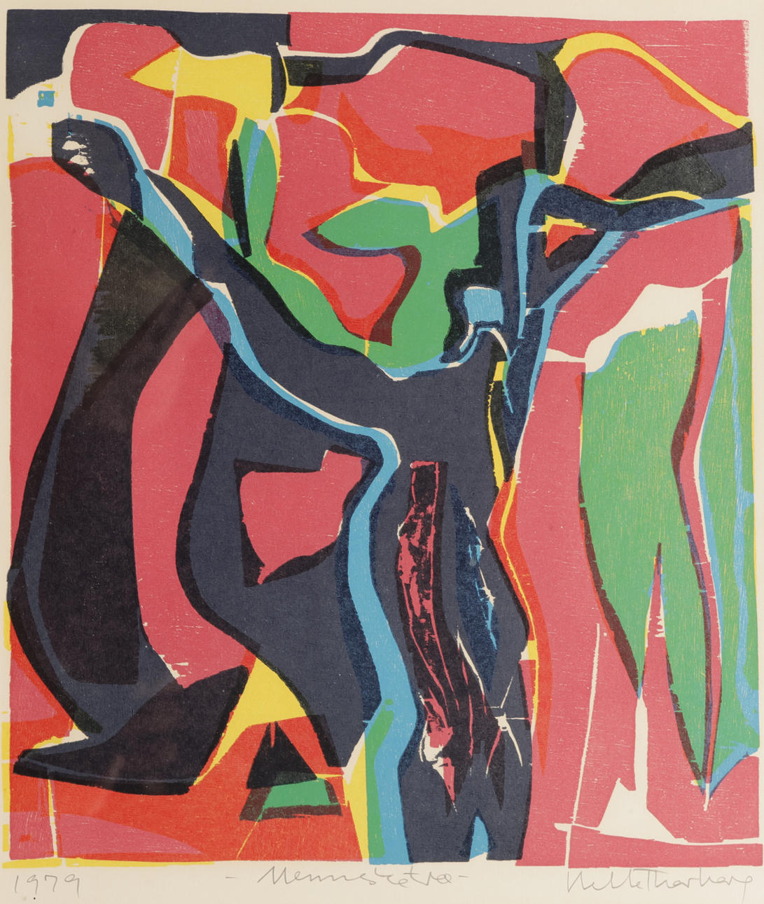 HELLE THORBORG (F. GENTOFTE 1927). Lithographic composition, 'Human tree', signed and dated 1979.
