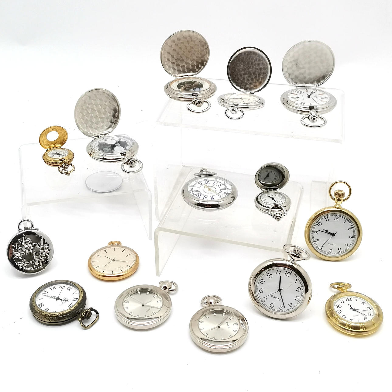 15 X QUARTZ POCKET WATCHES.