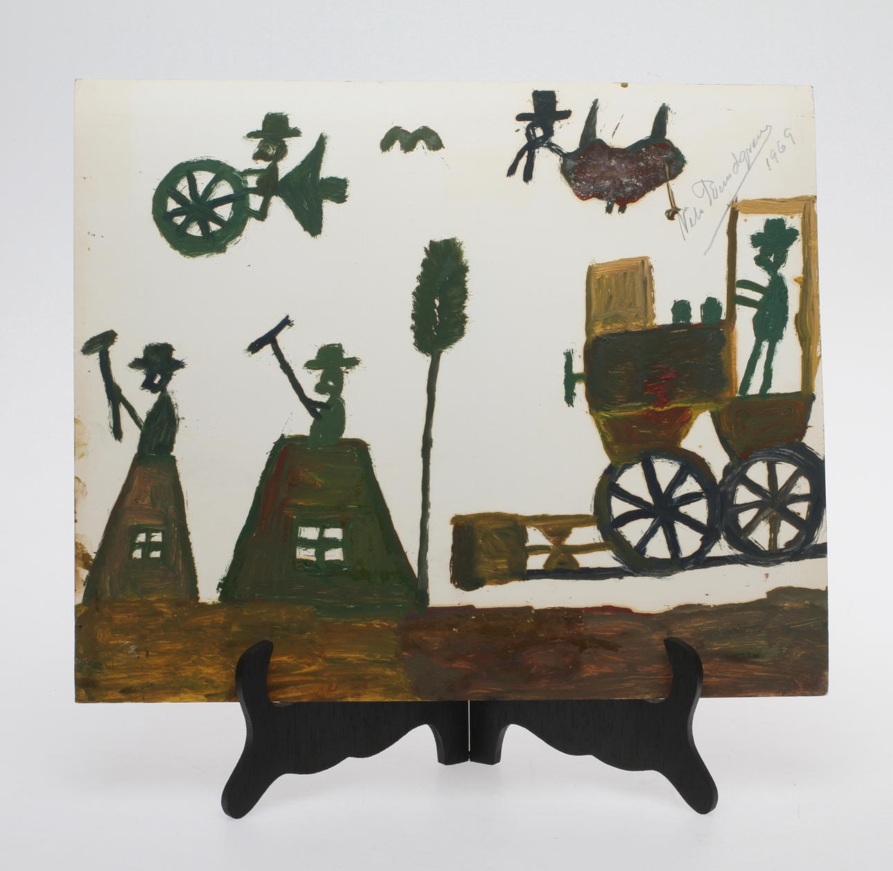 NILS "BJÖRNJÄGARN" RUNDGREN. Figurkomposition, gouache, signerad och daterad 1969.