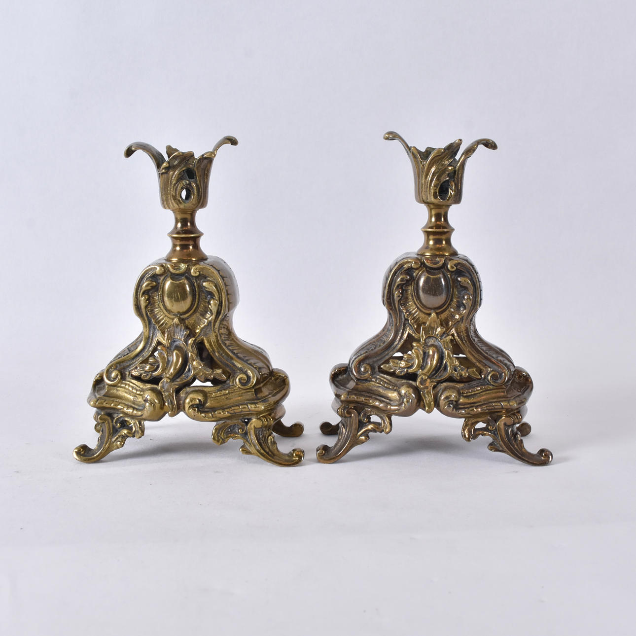 CANDLESTICKS, 1 pair, brass, Ny-Louis XV.